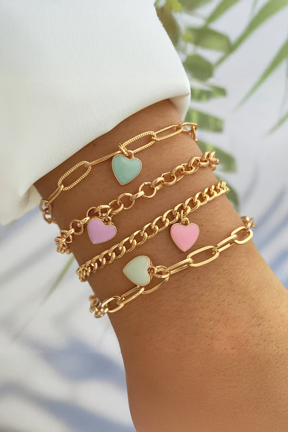 Gold Valentines Heart Multi Layer Adjustable Chain Bracelet - The Fair Lady Shop