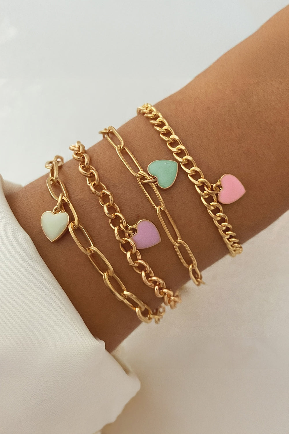 Gold Valentines Heart Multi Layer Adjustable Chain Bracelet - The Fair Lady Shop