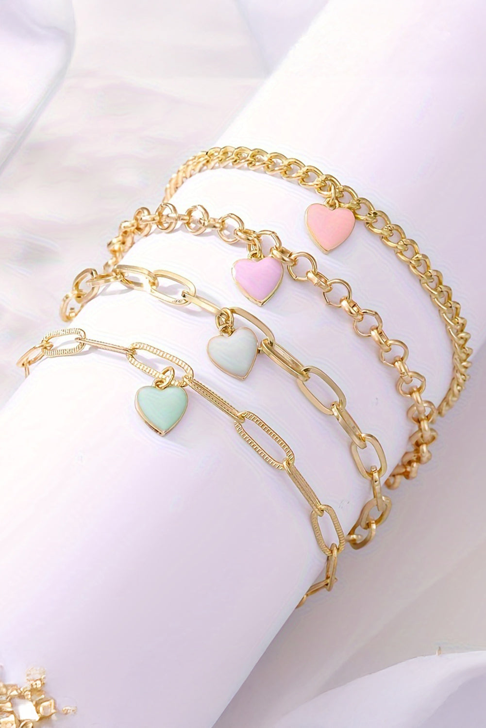 Gold Valentines Heart Multi Layer Adjustable Chain Bracelet - The Fair Lady Shop