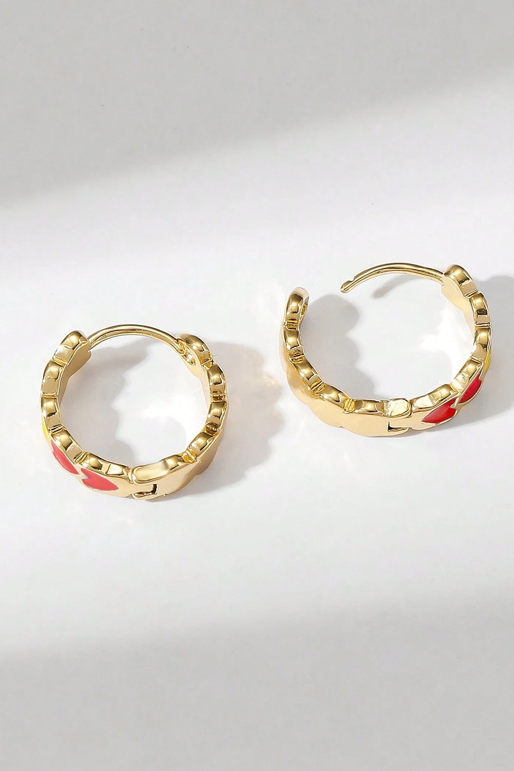 Fiery Red Valentine Heart Hoop Earrings