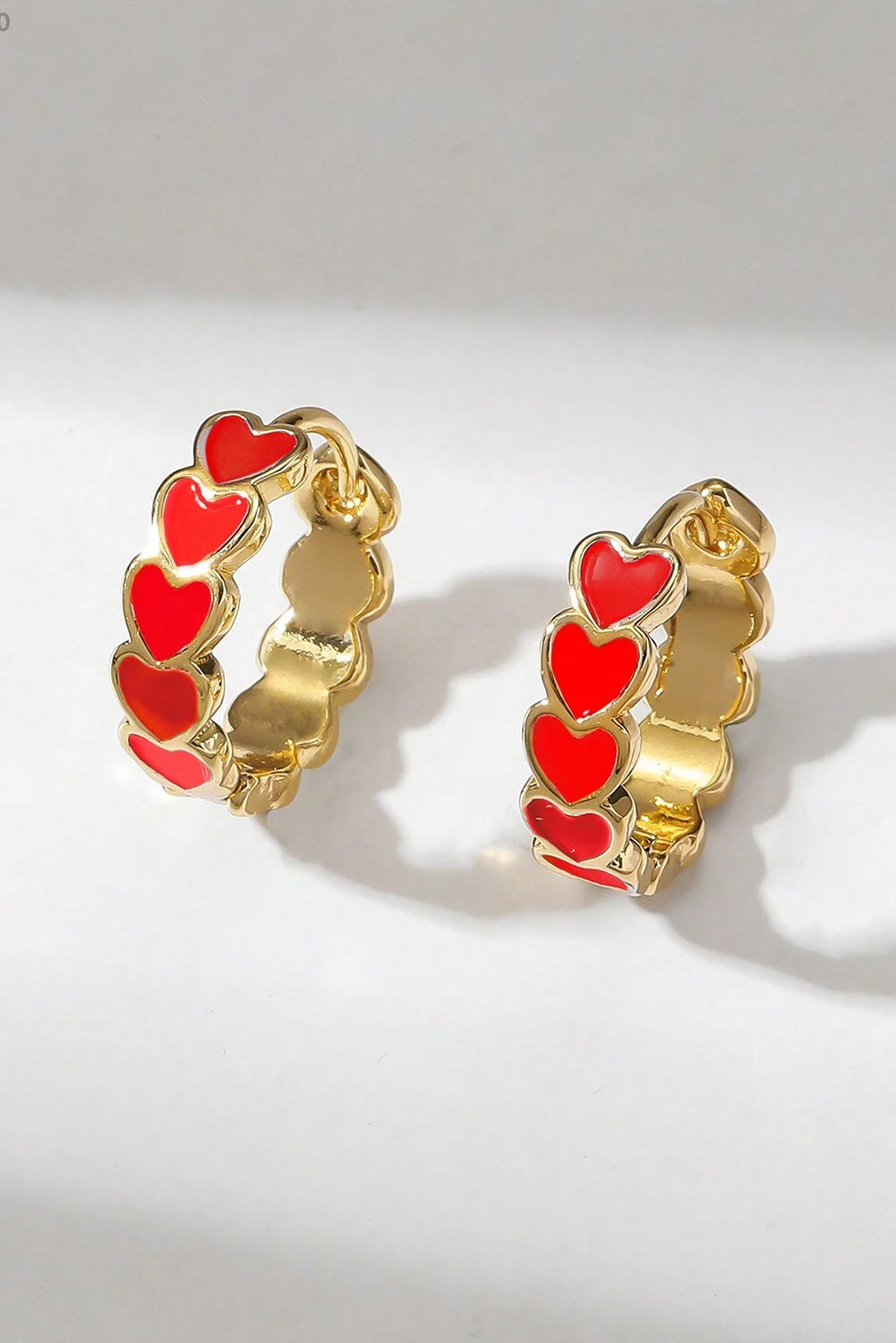 Fiery Red Valentine Heart Hoop Earrings