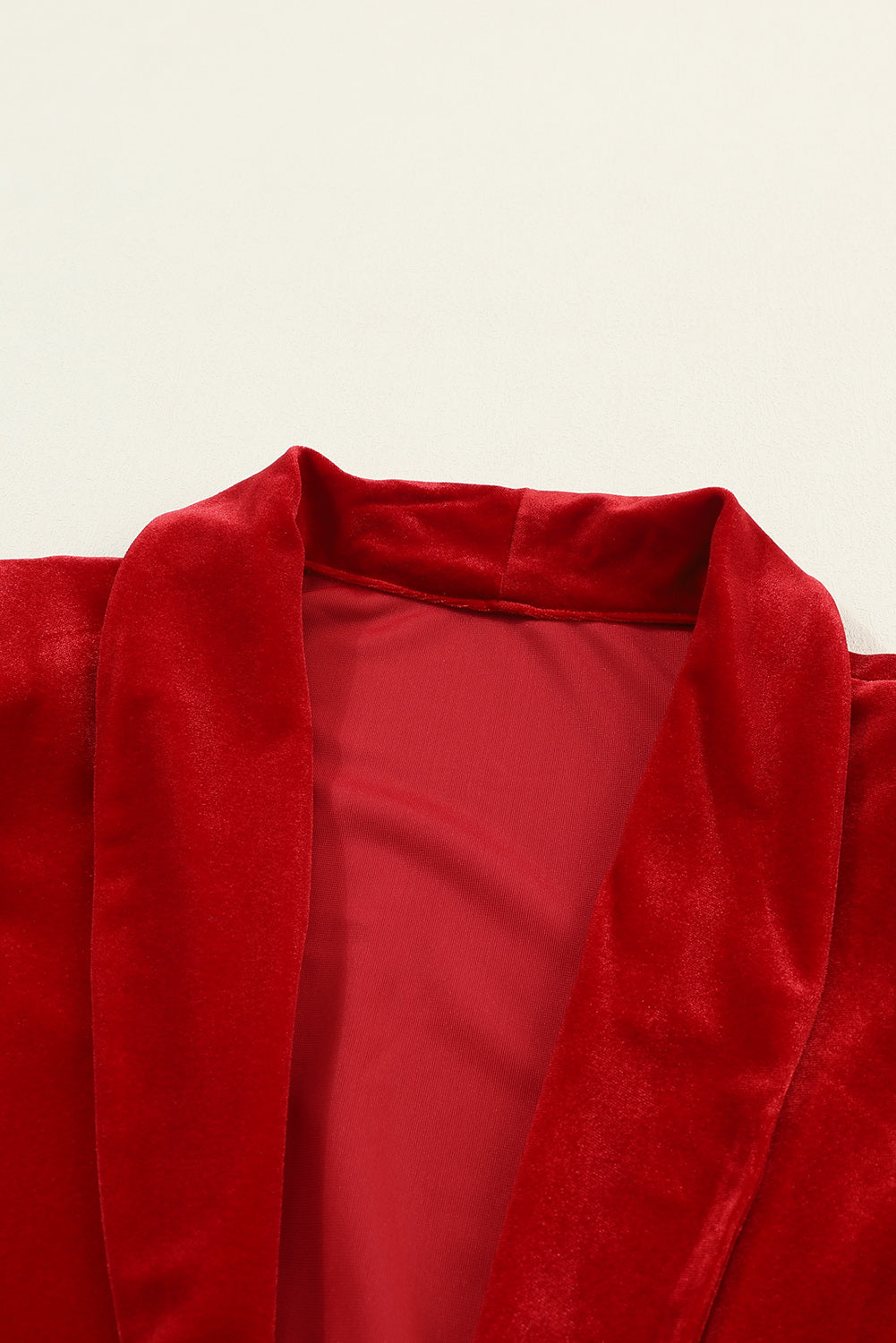Red Velvet Elegant Open Front Pocket Long Cardigan - The Fair Lady Shop