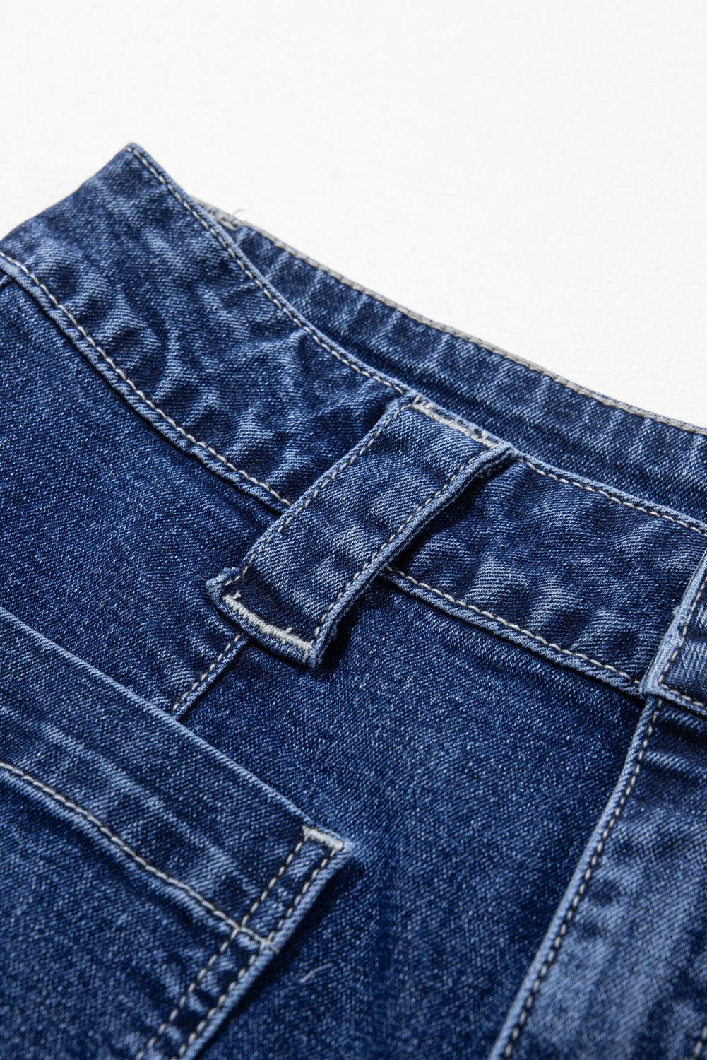 Sail Blue Wide Leg Pocketed High Waist Jeans - The Fair Lady Shop