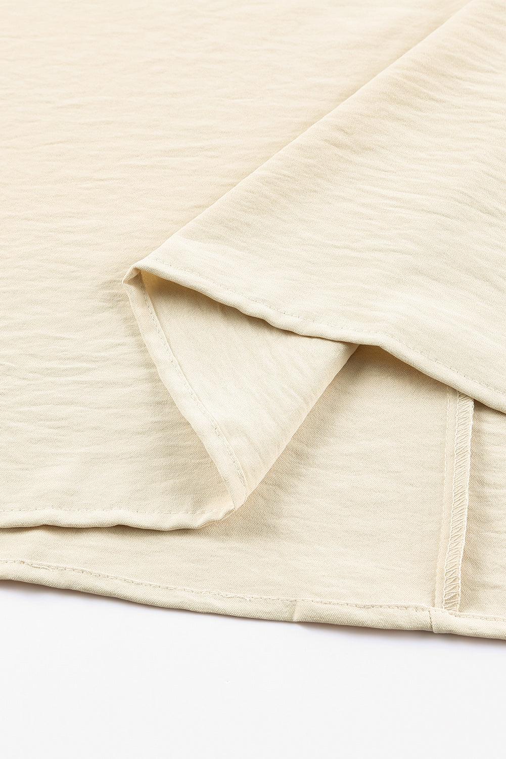 White Plain & Casual Shirred Cuffs Half Sleeve Top - The Fair Lady Shop