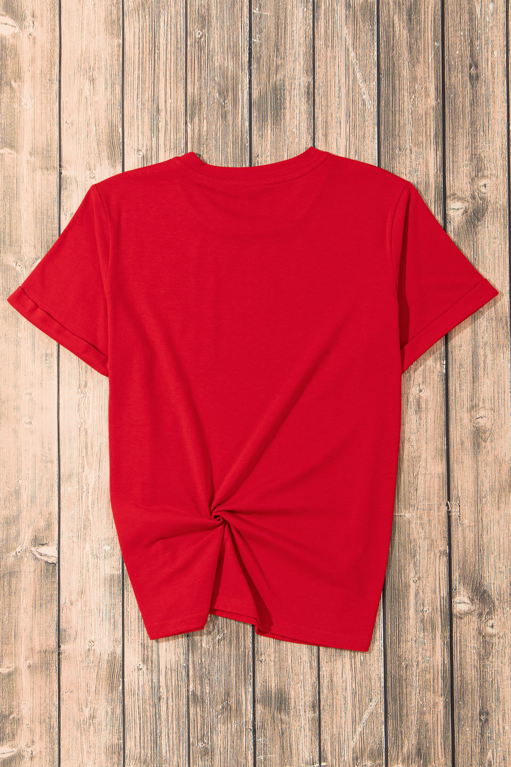 Red Solid Color Basic Crew Neck Plain Tee - The Fair Lady Shop