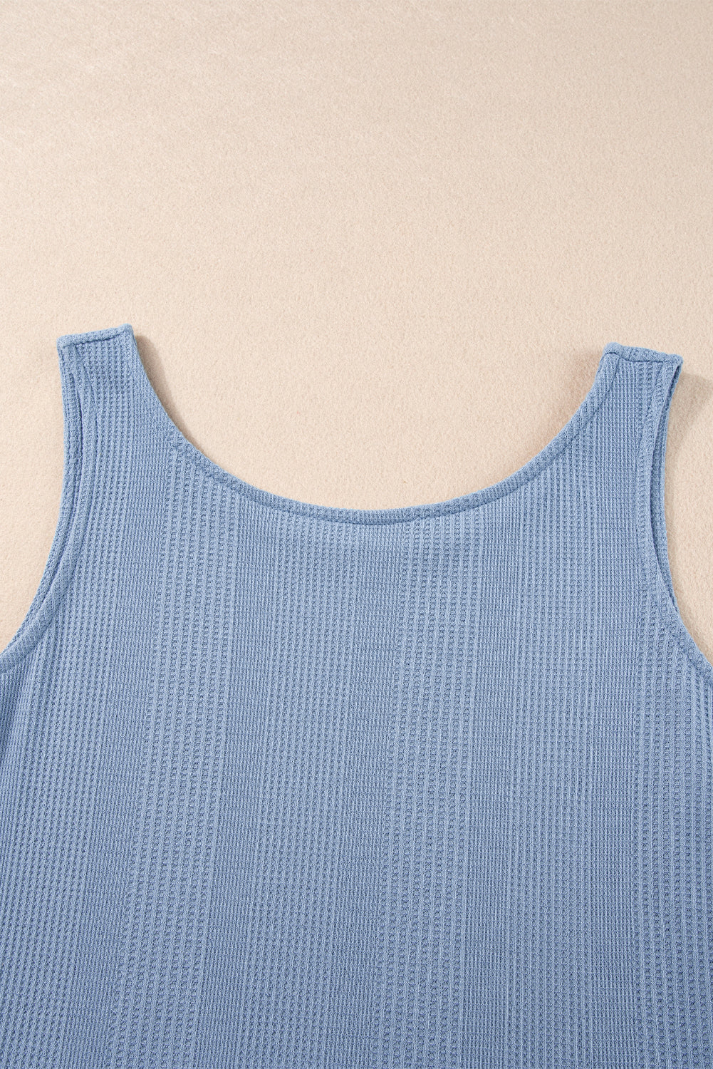 Beau Blue Solid Color Ribbed Ruffle Tank Top and Pants Set - The Fair Lady Shop