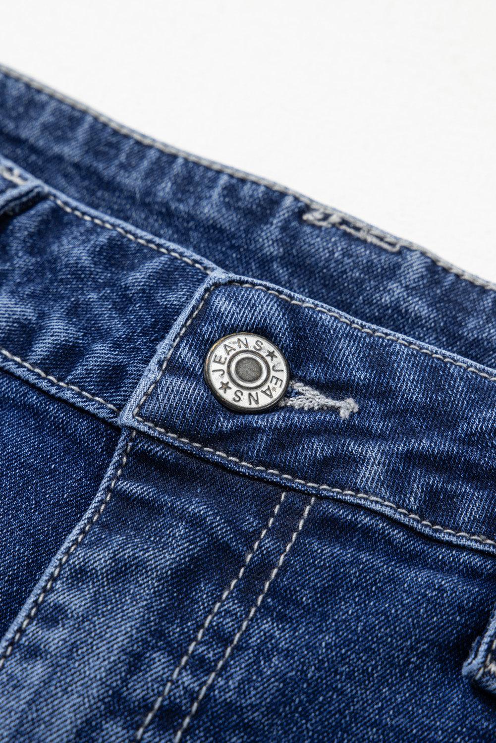 Sail Blue Wide Leg Pocketed High Waist Jeans - The Fair Lady Shop