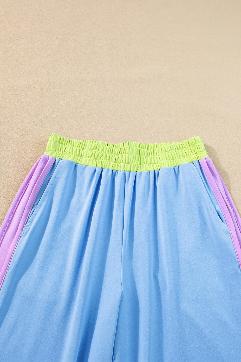 Chestnut Colorblock Cap Sleeve Tee and Wide Leg Pants Set - The Fair Lady Shop