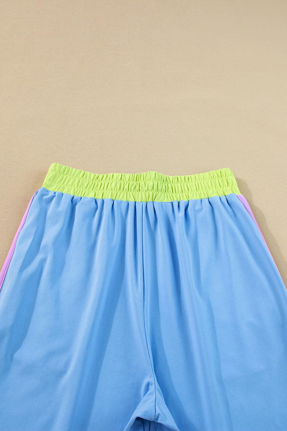 Chestnut Colorblock Cap Sleeve Tee and Wide Leg Pants Set - The Fair Lady Shop
