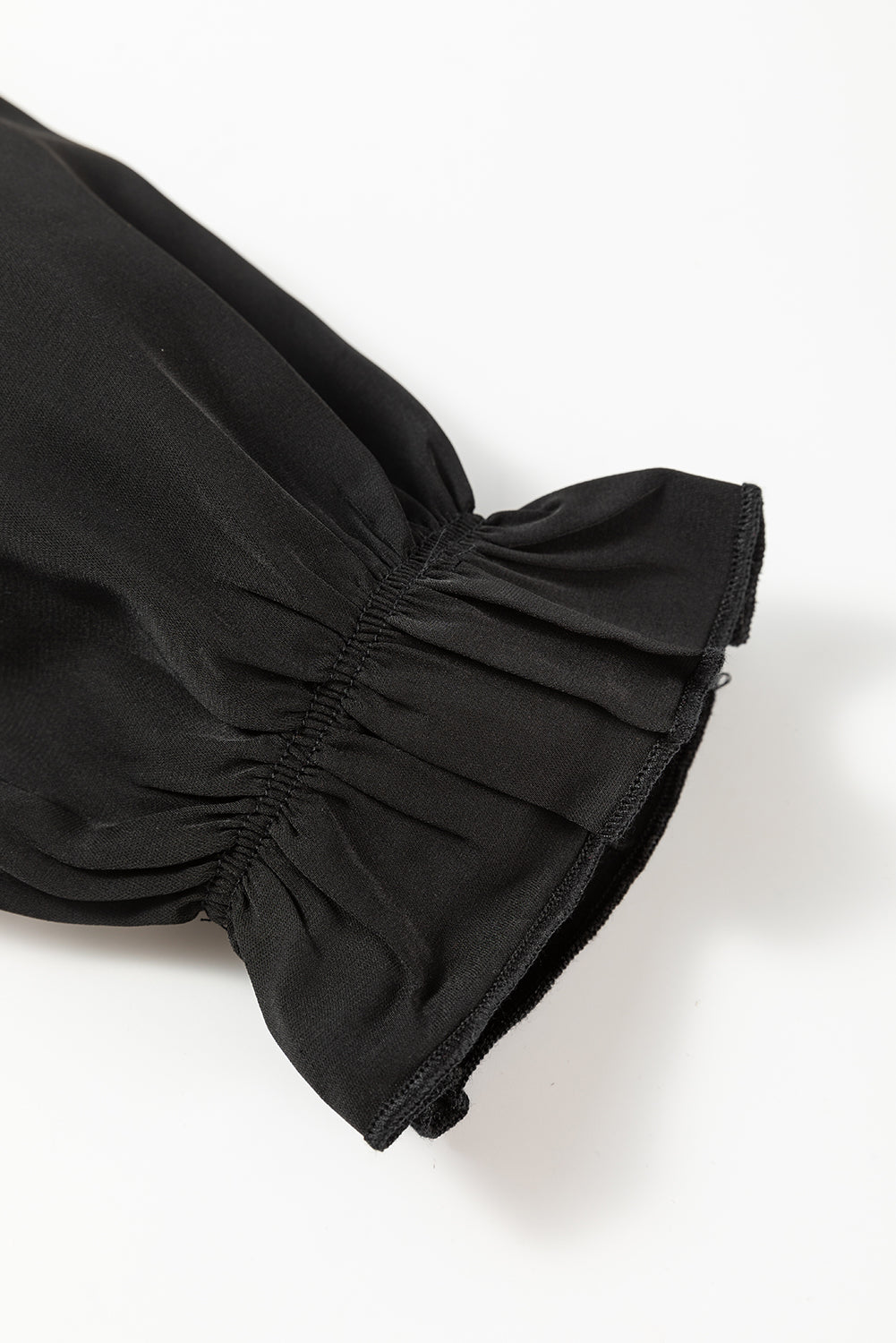 Black Leopard Sheer Splicing Lace Neck Ruffle Blouse - The Fair Lady Shop