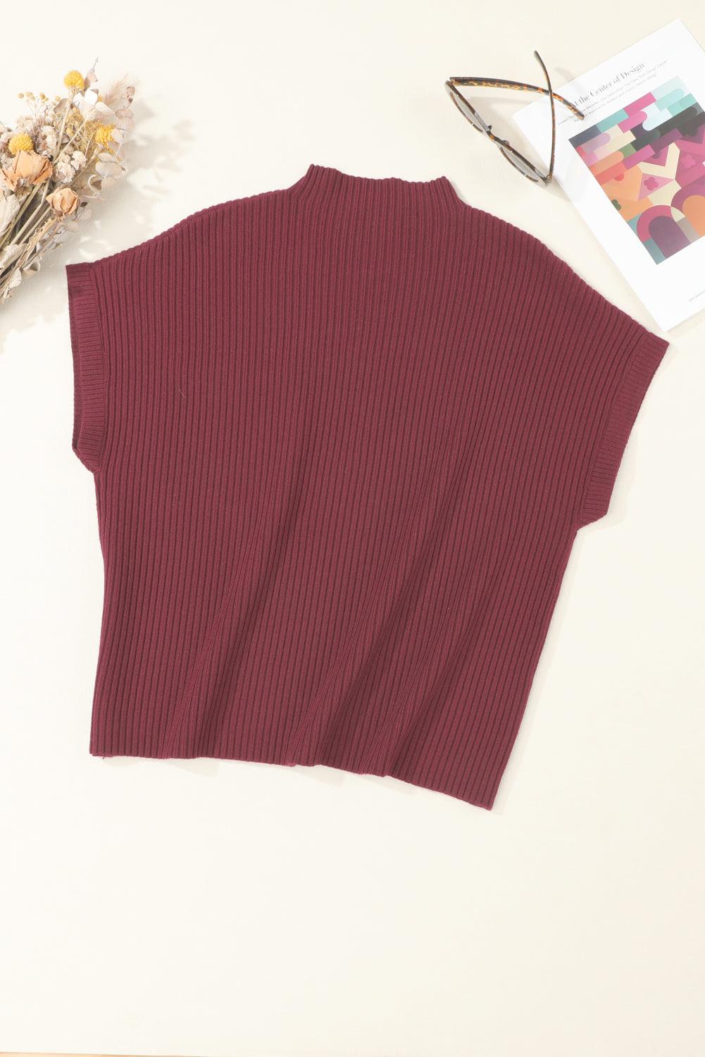 Green Patch Pocket Ribbed Knit Short Sleeve Sweater - The Fair Lady Shop