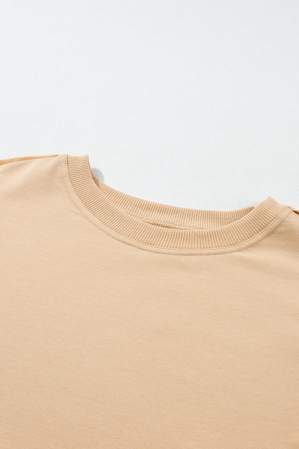 Khaki Sweatshirt Colorblock Flowy Pleated Mini Dress - The Fair Lady Shop