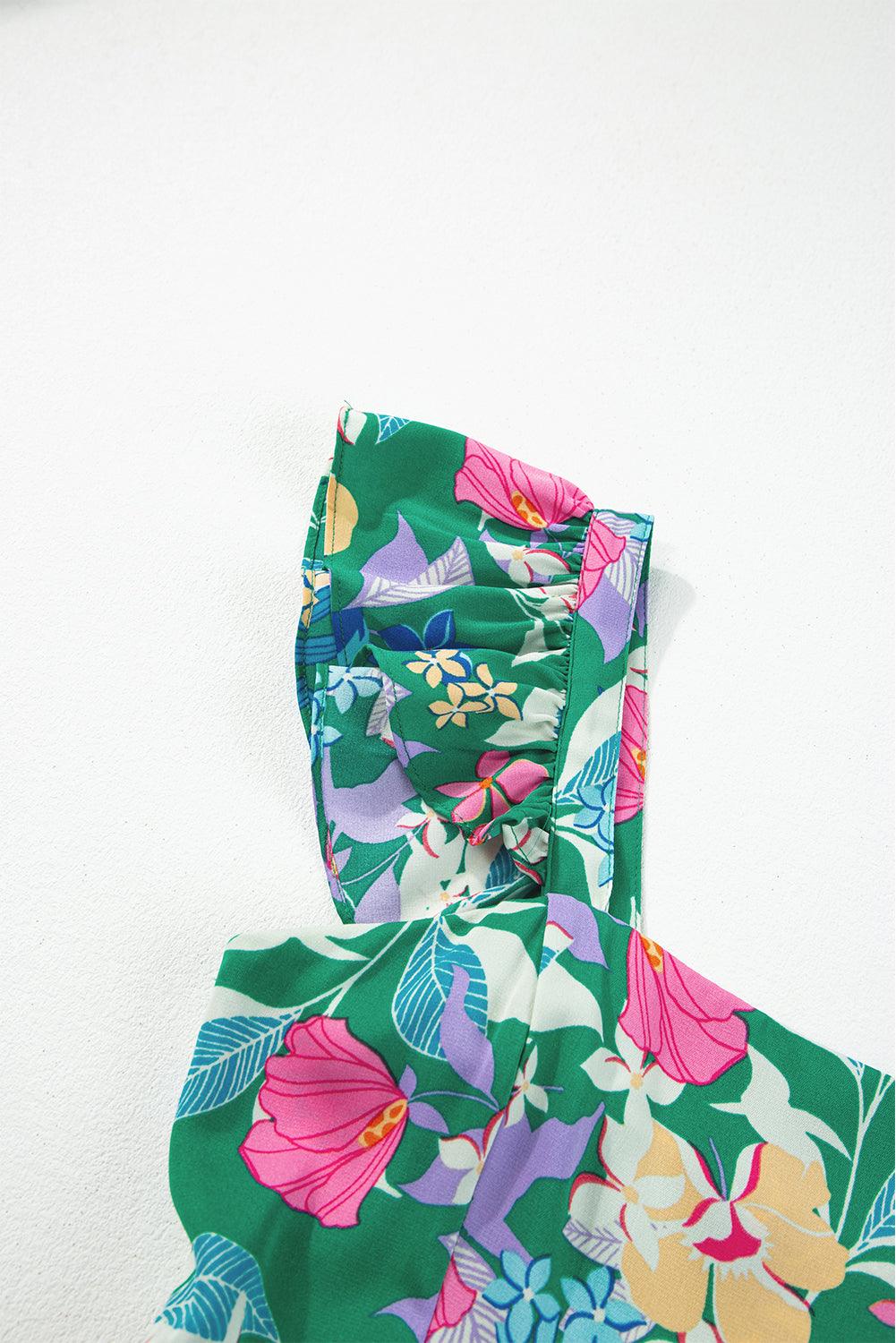 Pink Floral Print Sleeveless Ruffle Tiered Maxi Dress - The Fair Lady Shop