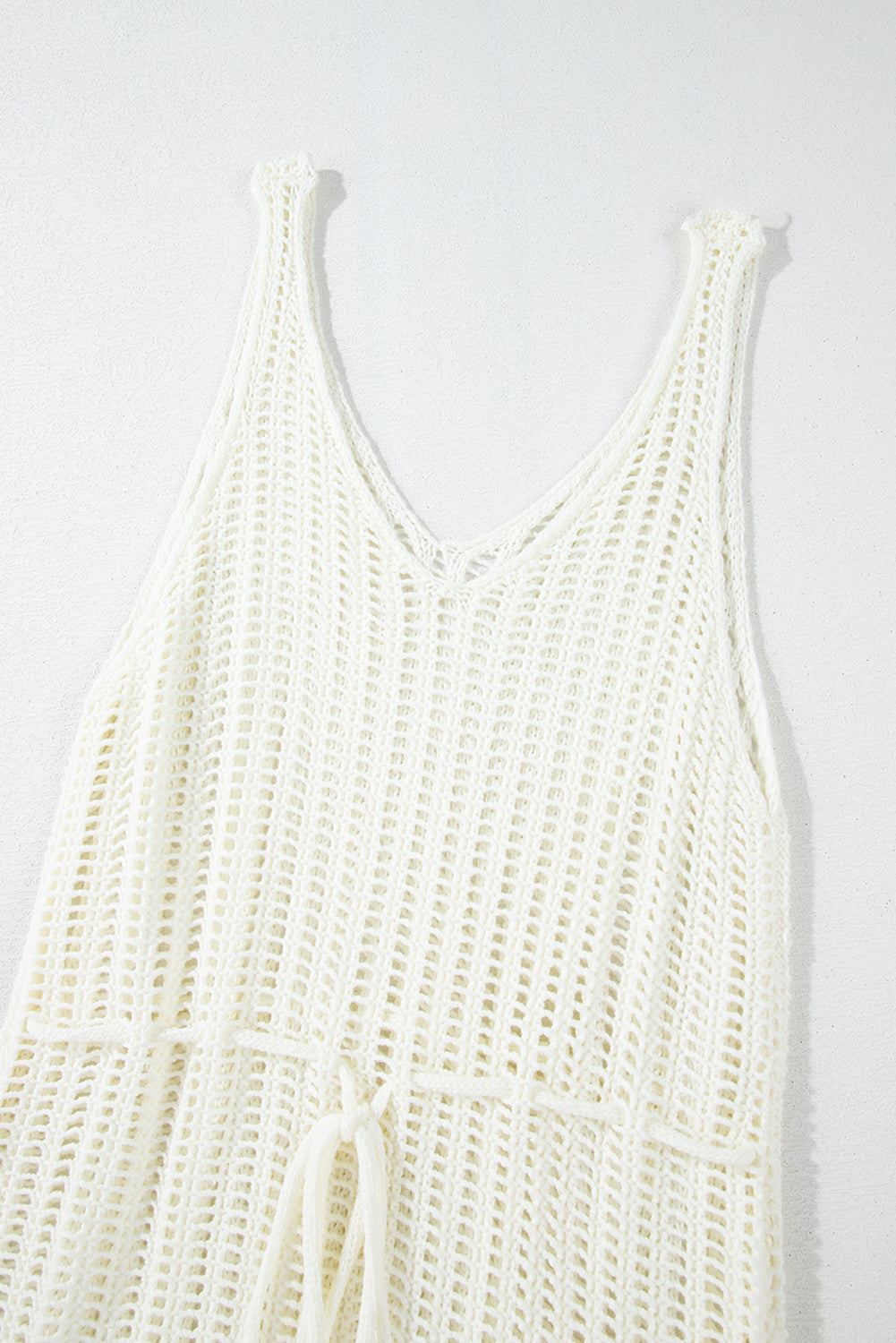White Crochet Fishnet Fringe Hem Beach Cover Up - The Fair Lady Shop