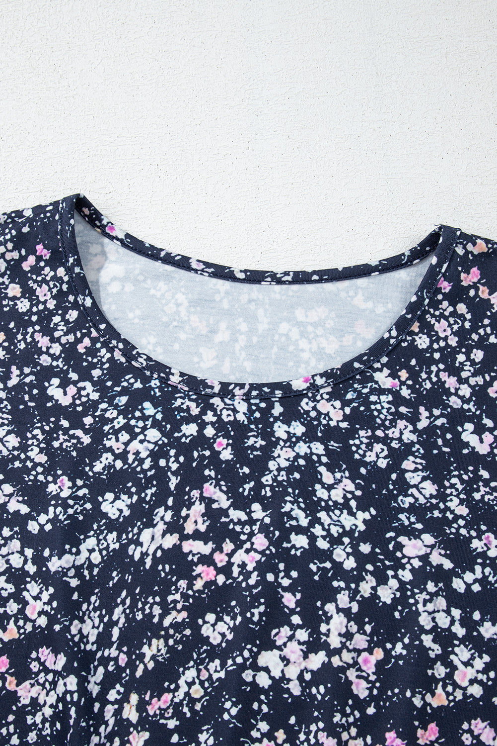 Blue Ditsy Floral Color Block Ruffle Hem Long Sleeve Top - The Fair Lady Shop