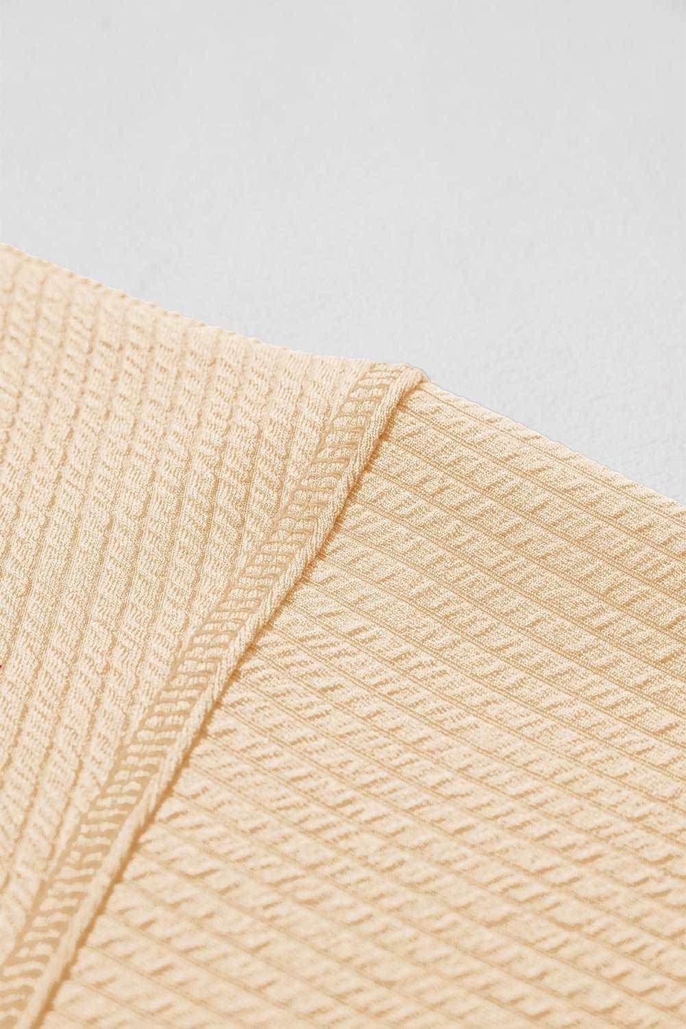 Apricot Pocketed Ribbed Long Sleeve Top - The Fair Lady Shop