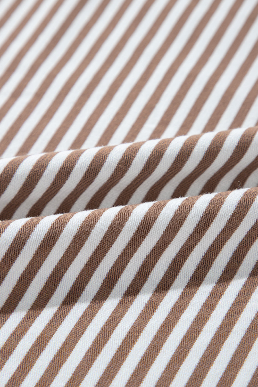Khaki Stripe Patchwork Bracelet Sleeve Plus Size T Shirt - The Fair Lady Shop