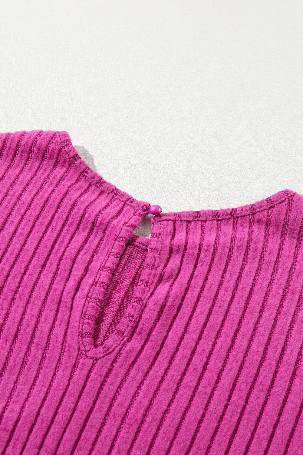 Grass Green Solid Color Ribbed Short Sleeve Wide Leg Jumpsuit - The Fair Lady Shop