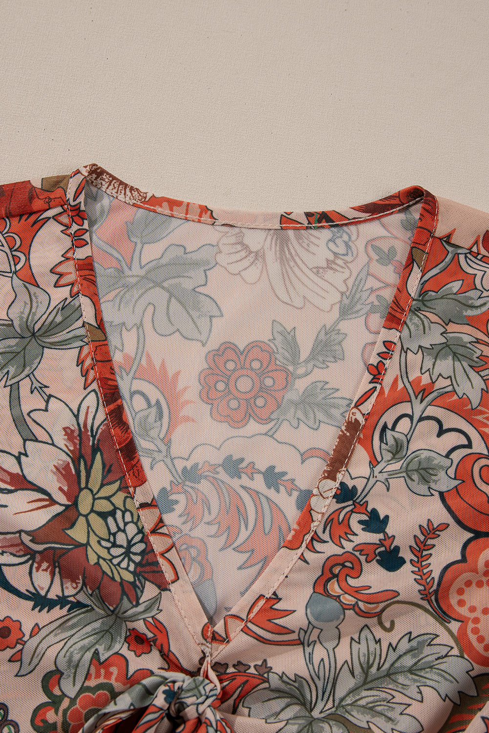 Orange Floral Bell Sleeve Pleated Blouse - The Fair Lady Shop