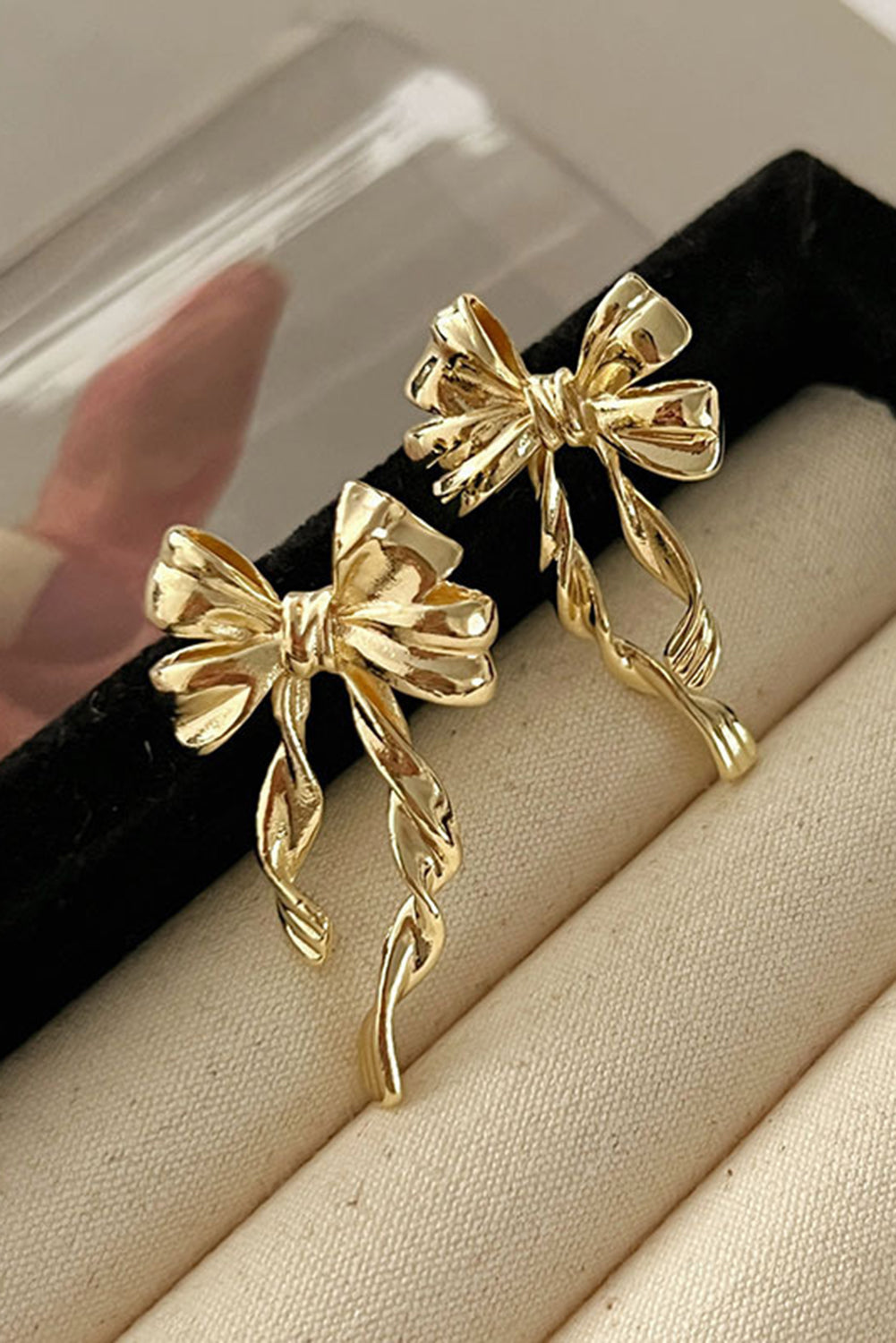 Gold Elegant Bow Stud Earrings - The Fair Lady Shop