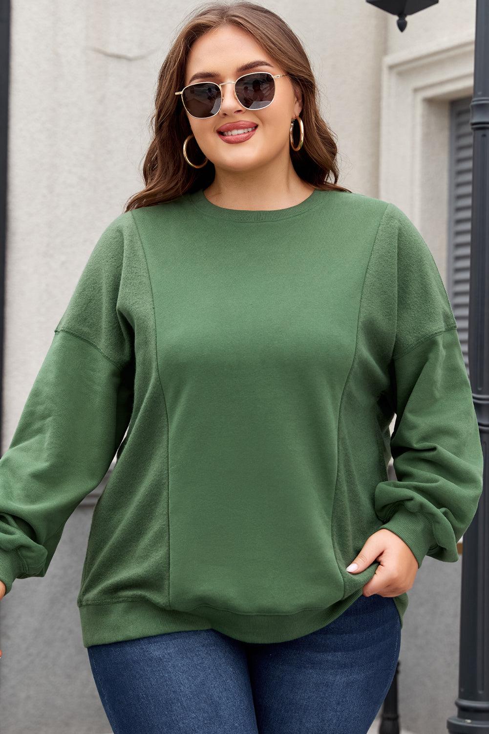 Apricot Loose Patchwork Crewneck Plus Size Sweatshirt - The Fair Lady Shop