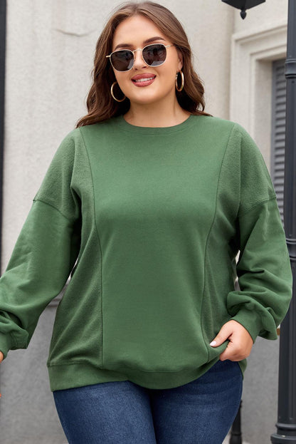 Apricot Loose Patchwork Crewneck Plus Size Sweatshirt - The Fair Lady Shop