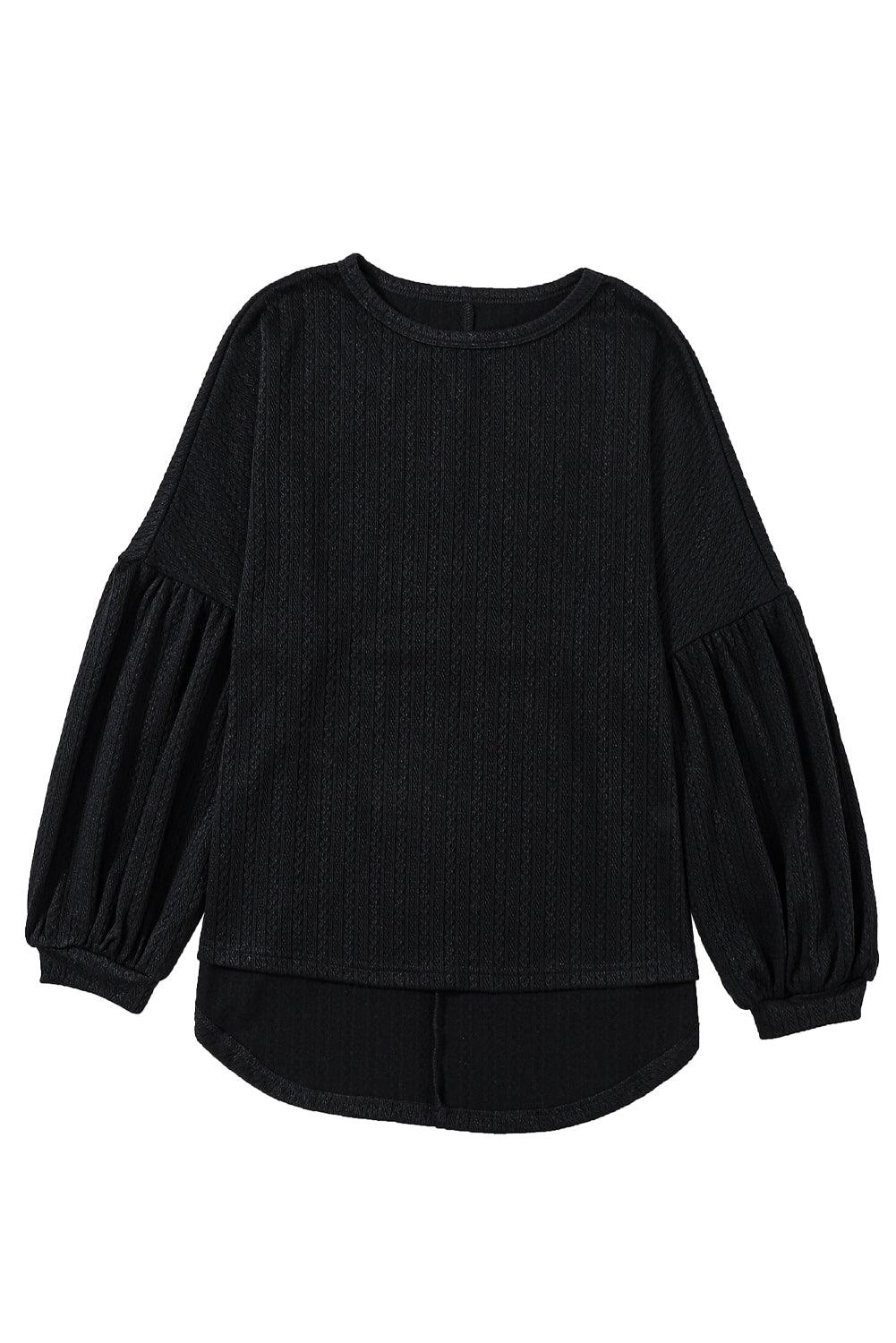 Ruby Solid Color Textured Lantern Sleeve Top - The Fair Lady Shop