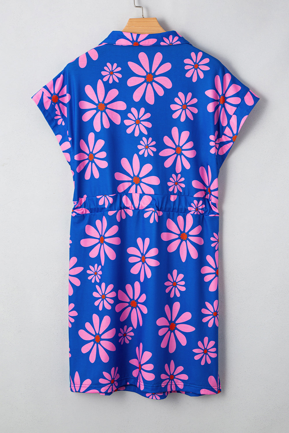 Purple Pop of Color Quarter Zip Collar Drawstring Waist Floral Mini Dress - The Fair Lady Shop