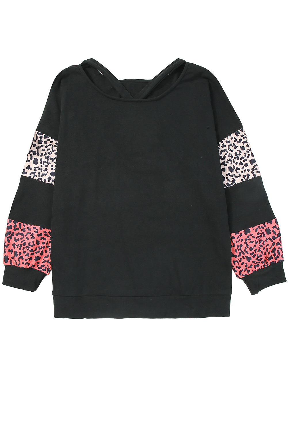 Black Plus Size Leopard Patchwork Strappy Neck Top - The Fair Lady Shop