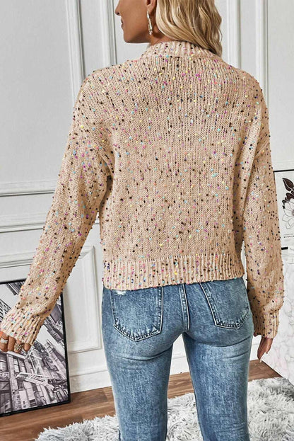 Apricot Confetti Knit Cropped Open Front Cardigan - The Fair Lady Shop