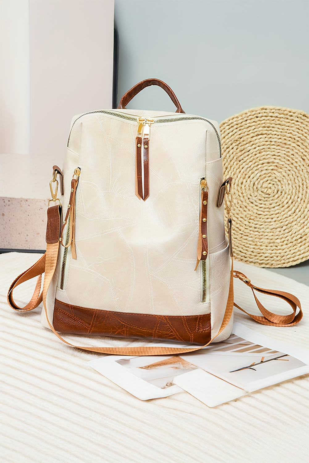 White Waterproof PU Leather Backpack - The Fair Lady Shop