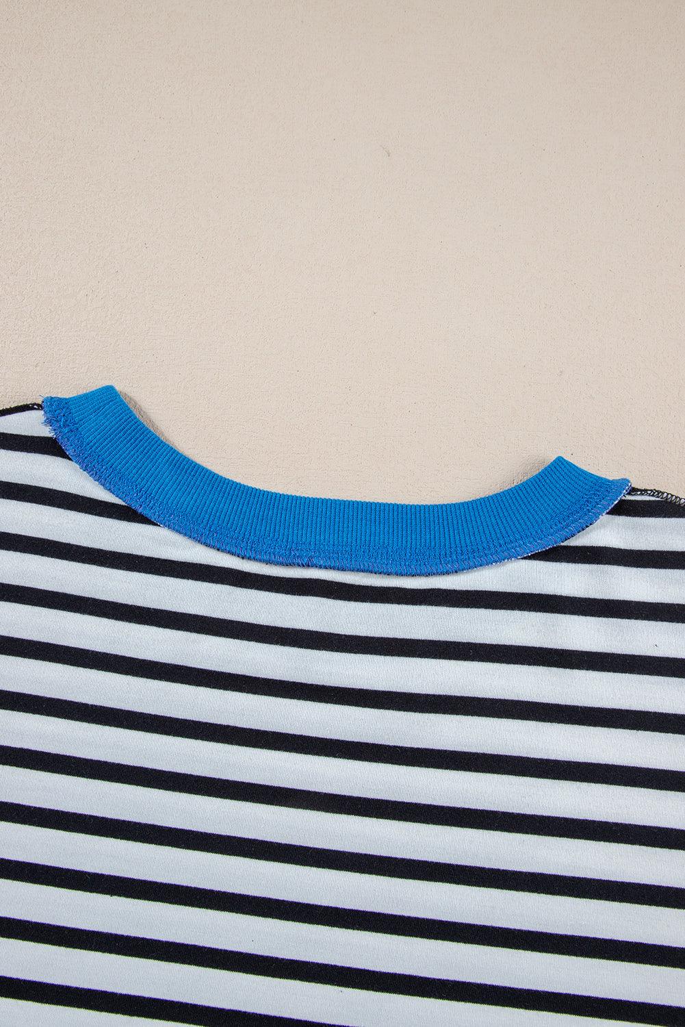 Pink Stripe Colorblock Drop Sleeve Oversized T Shirt - The Fair Lady Shop