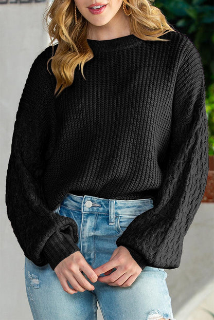 Verdant Chunky Knit Sleeve Drop Shoulder Sweater - The Fair Lady Shop