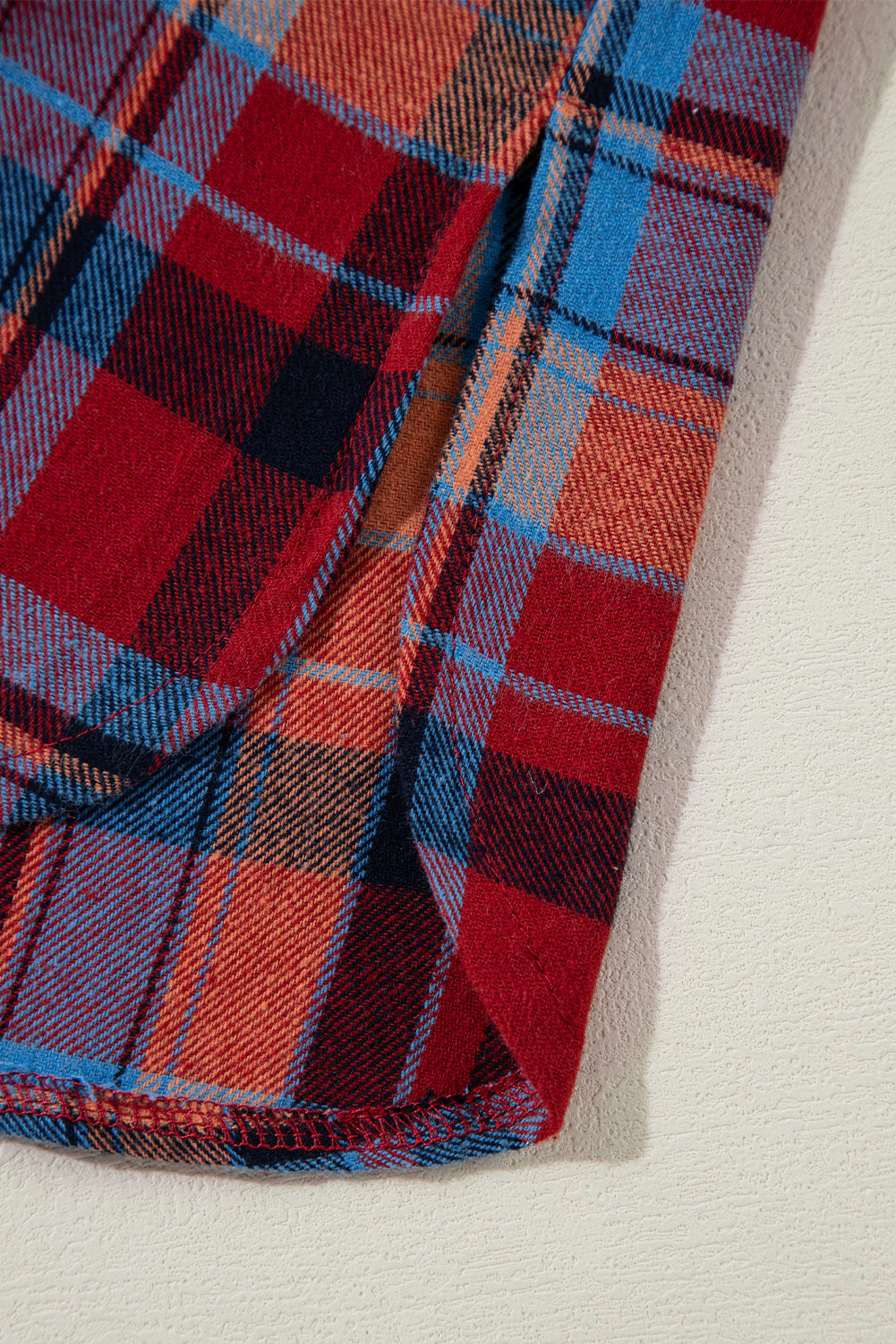 Red Plaid Print Drop Sleeve Loose Shirt - The Fair Lady Shop