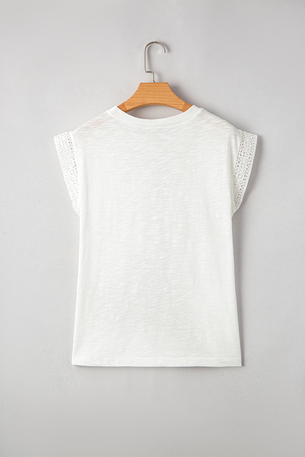 White Lace Patchwork Cap Sleeve Round Neck Top - The Fair Lady Shop
