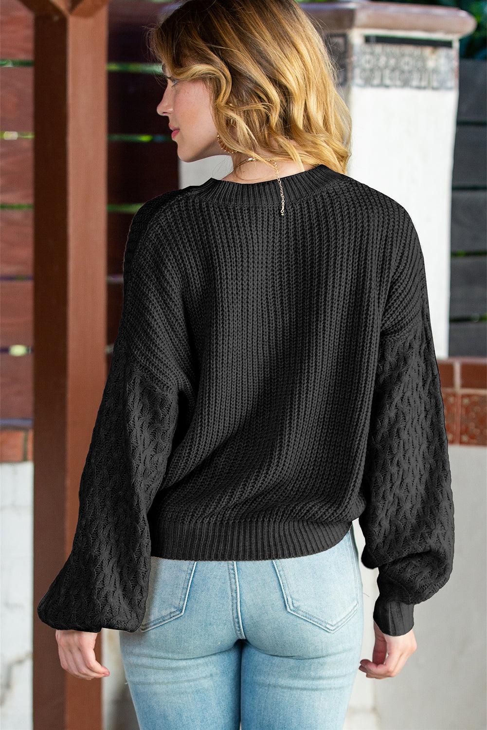 Verdant Chunky Knit Sleeve Drop Shoulder Sweater - The Fair Lady Shop