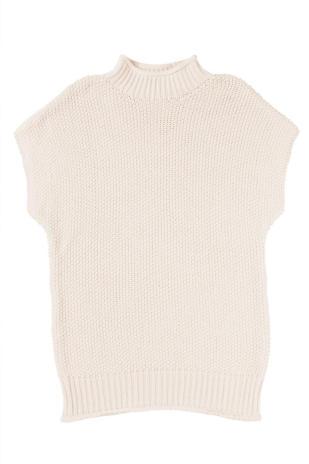 Beige Mock Neck Knitted Dolman Top - The Fair Lady Shop