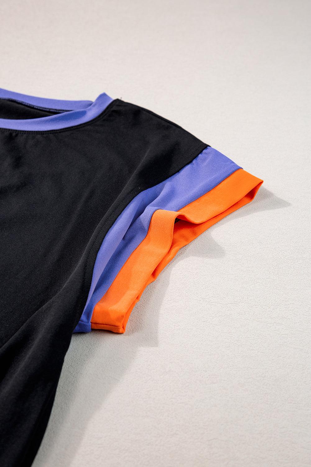 Chestnut Colorblock Cap Sleeve Tee and Wide Leg Pants Set - The Fair Lady Shop