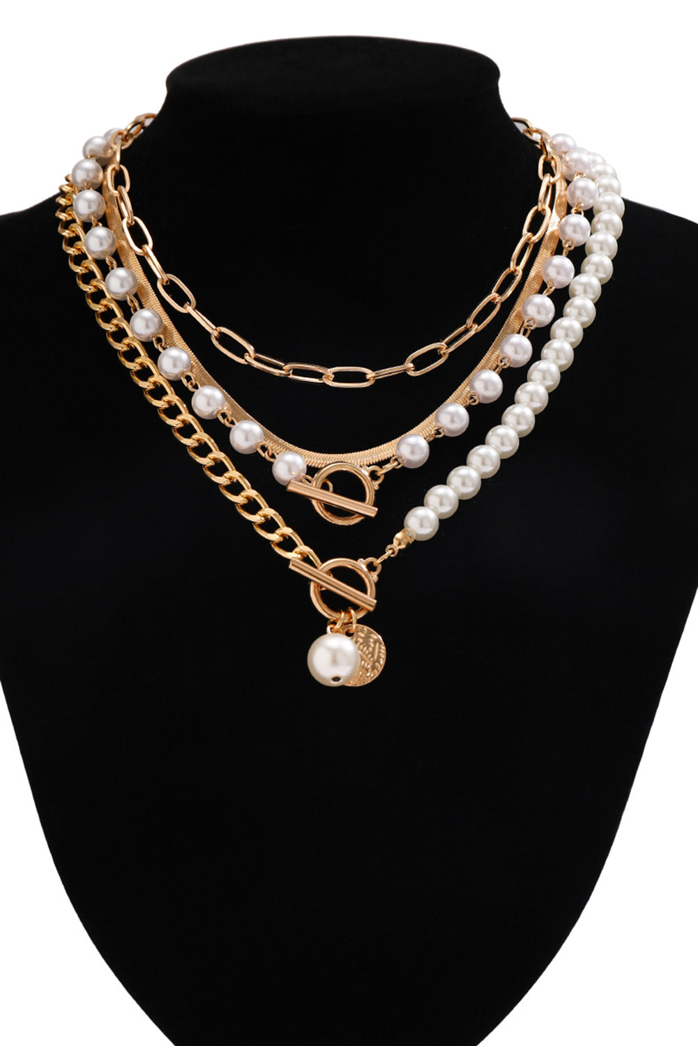 Gold Pearl Fashion Layered Necklace - The Fair Lady Shop