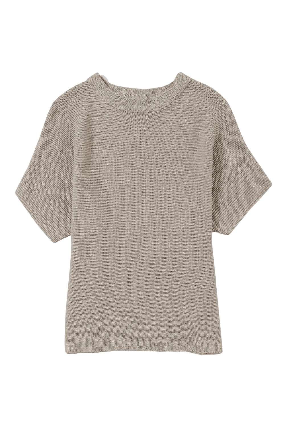 Apricot Mock Neck Short Batwing Sleeve Sweater - The Fair Lady Shop