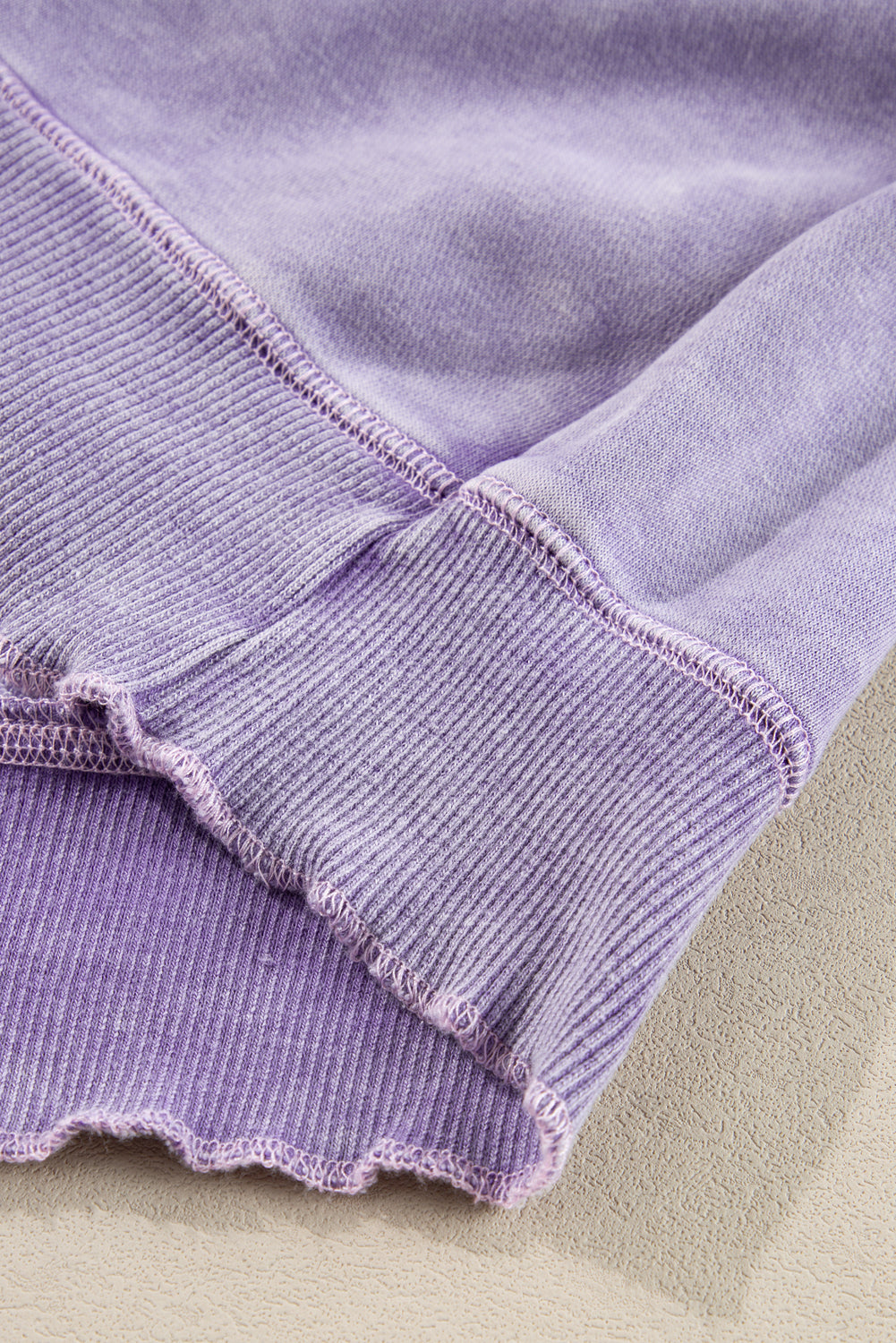 Orchid Petal Waffle Patchwork Raglan Sleeve Exposed Seam Sweatshirt - The Fair Lady Shop