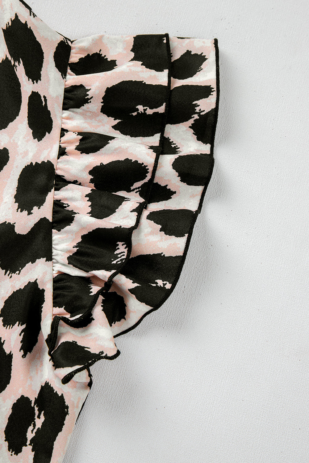 Khaki Leopard Print Layered Ruffle Sleeve Blouse - The Fair Lady Shop