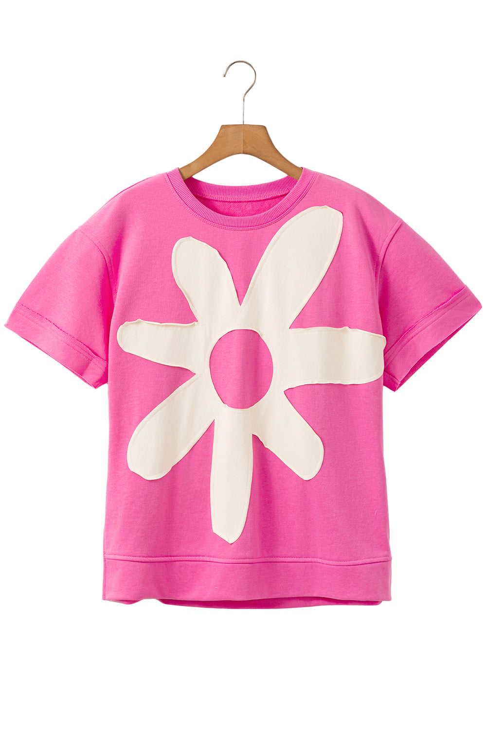 Sachet Pink 60s Flower Applique Slits T-Shirt - The Fair Lady Shop