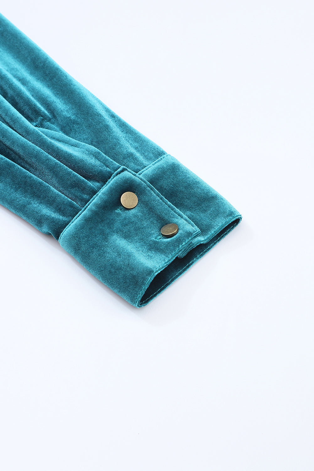 Green Frilled Neck Buttoned Front Velvet Top - The Fair Lady Shop