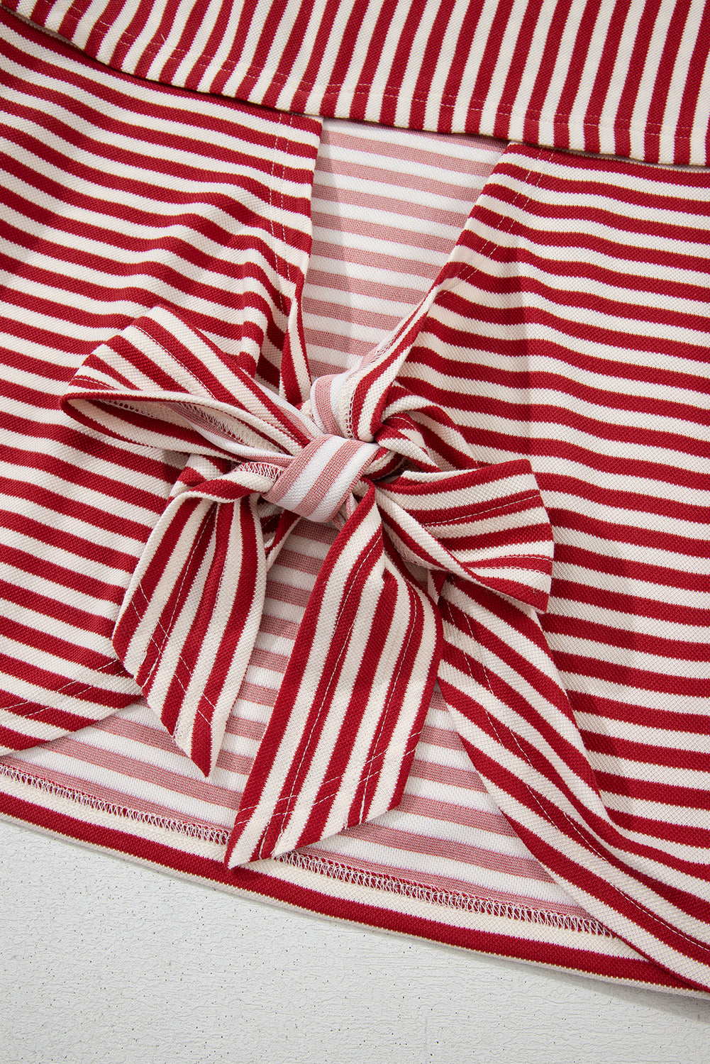 Red Striped Bowknot Backless T-Shirt - The Fair Lady Shop