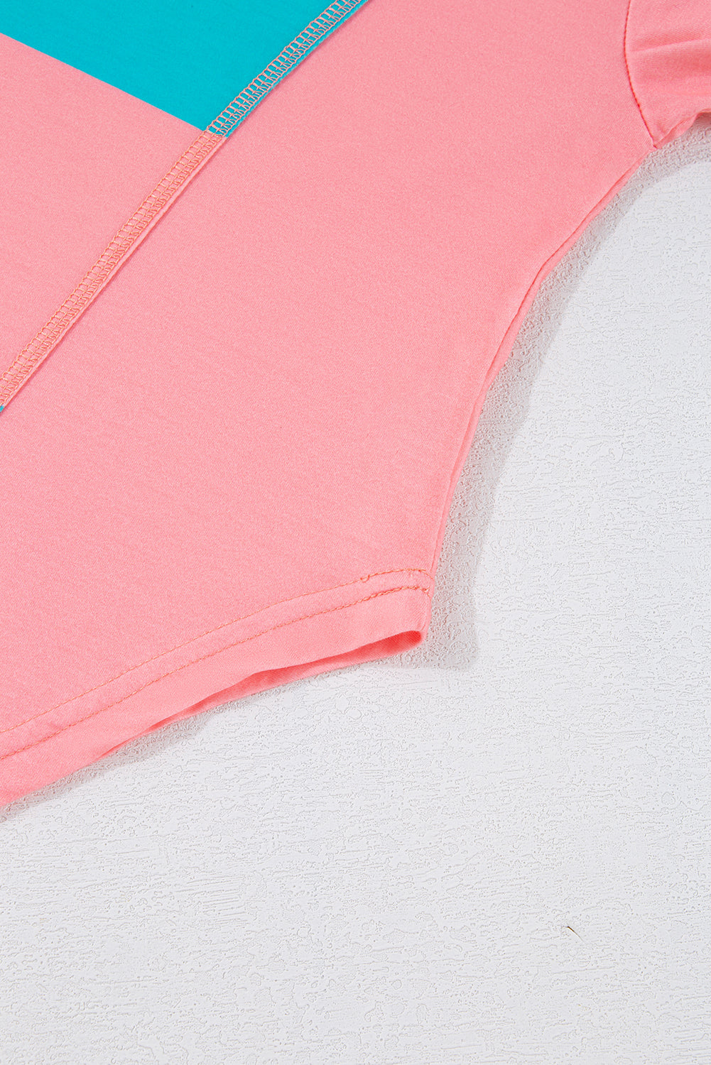 Light Blue Colorblock Drop Sleeve Round Neck Top - The Fair Lady Shop