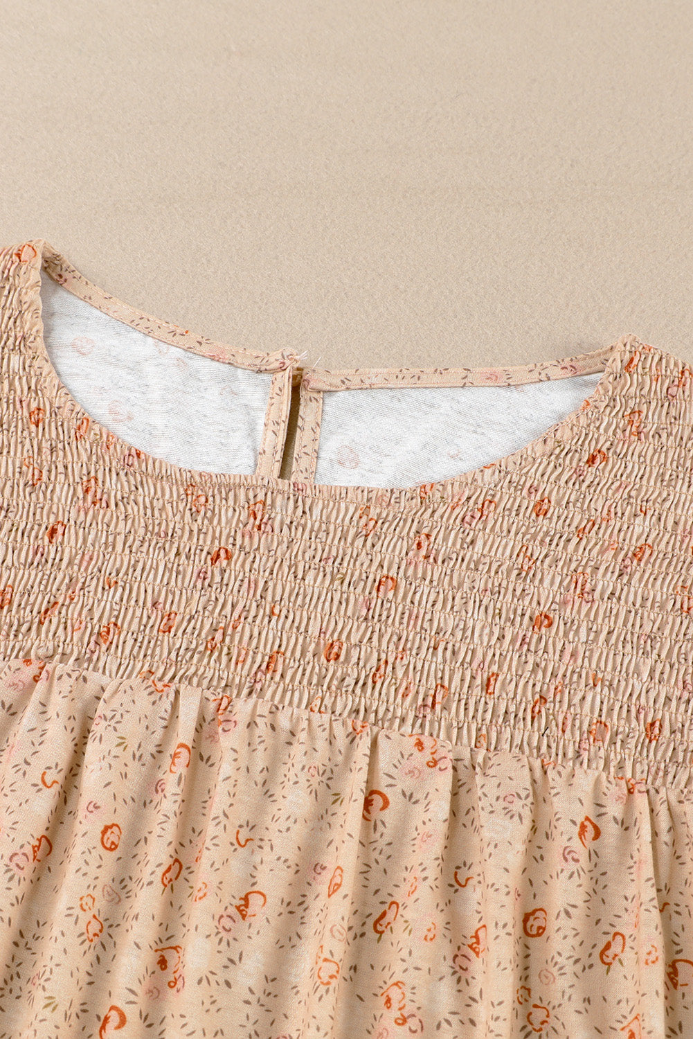 Apricot Plus Size Smocked Ditsy Floral Ruffle Blouse - The Fair Lady Shop