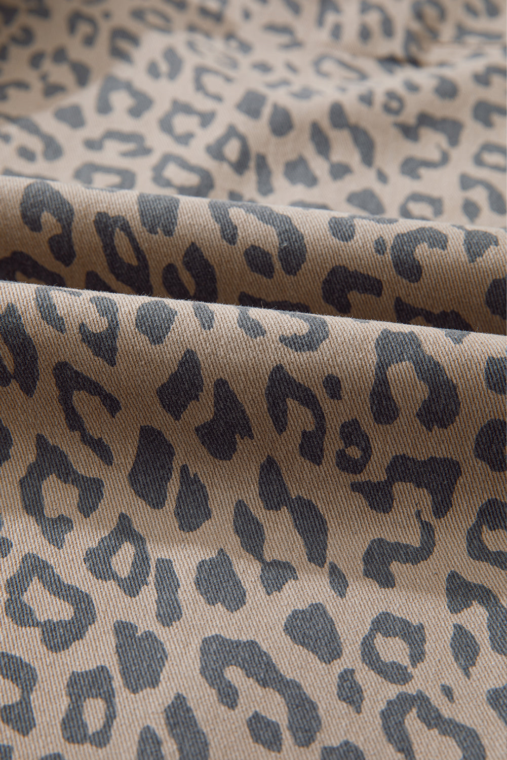 Khaki Leopard Print Drawstring Waist Pocketed Wide Leg Jeans - The Fair Lady Shop