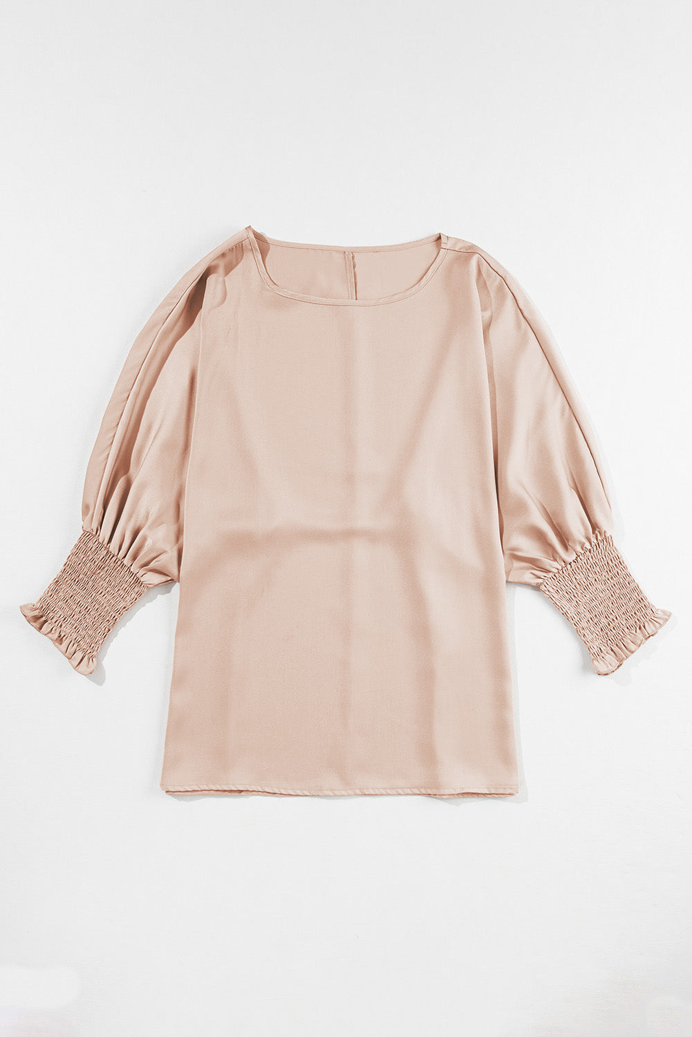 Smoke Gray Smocked Dolman Sleeve Satin Blouse - The Fair Lady Shop