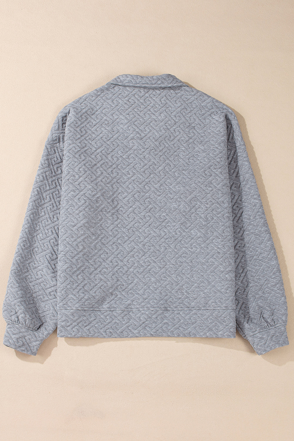 Gray Textured Half Zipper Collared Sweatshirt - The Fair Lady Shop